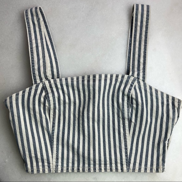 Zara Tops - Zara Striped Denim Bustier Crop Tank Top Size Small NWT
